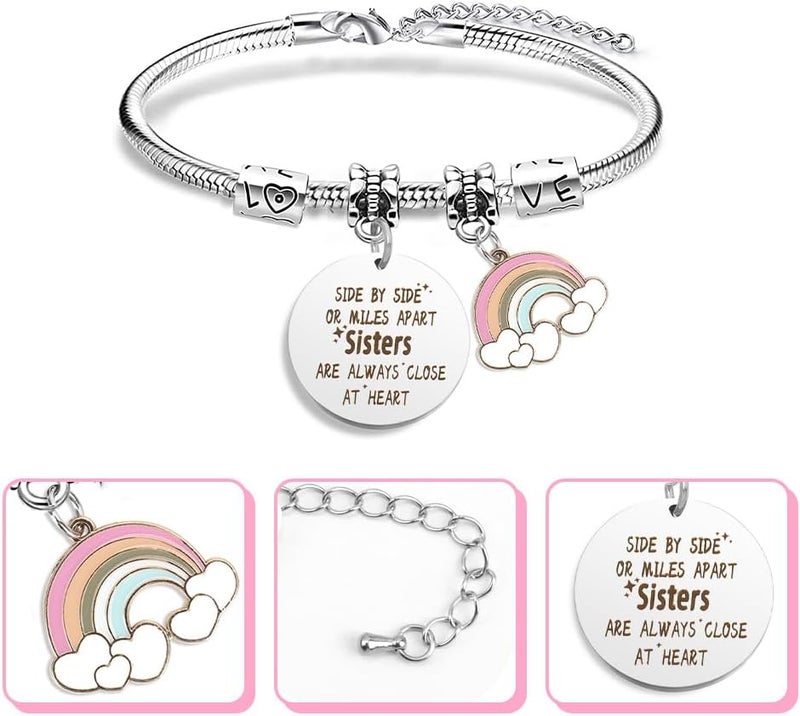 EGHTvmok Sister Birthday Gifts Christmas Mothers Day Sisters Graduation Valentines Bracelet Sunflower,Butterfly,Elephant - Image 2
